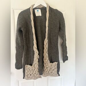 Sparrow Charcoal and Beige Braided Cardigan